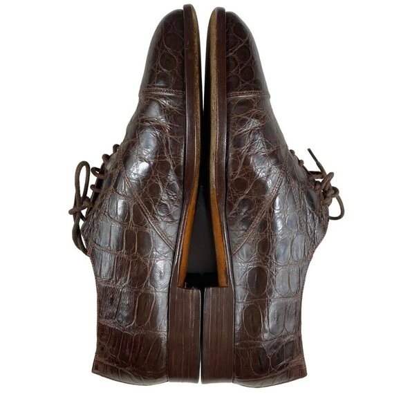 Celine Brown Vintage Oxford Shoes Python Stamped Size 7 - Picture 6 of 12